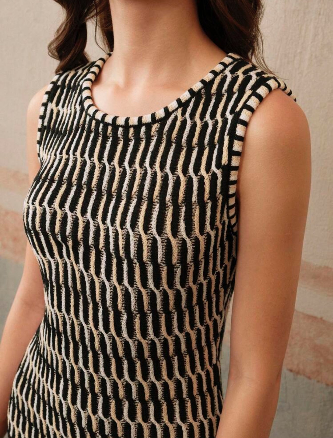 Anewsta Robe d'été design fait main avec sangle tressée bicolore noir et blanc avec gland
