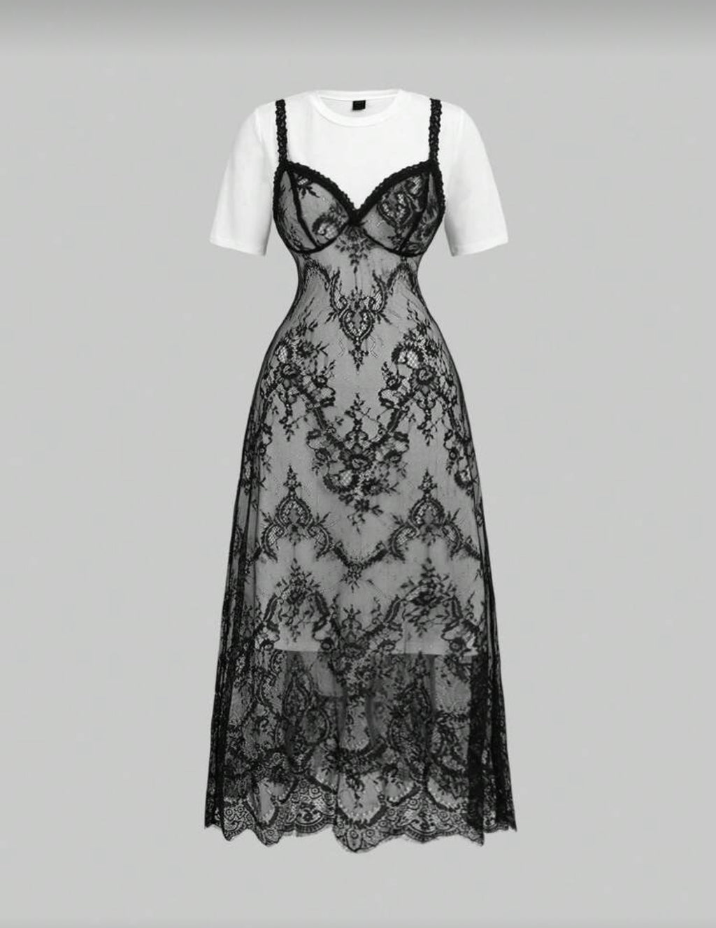 MOD 2 pieces robe a col rond ample