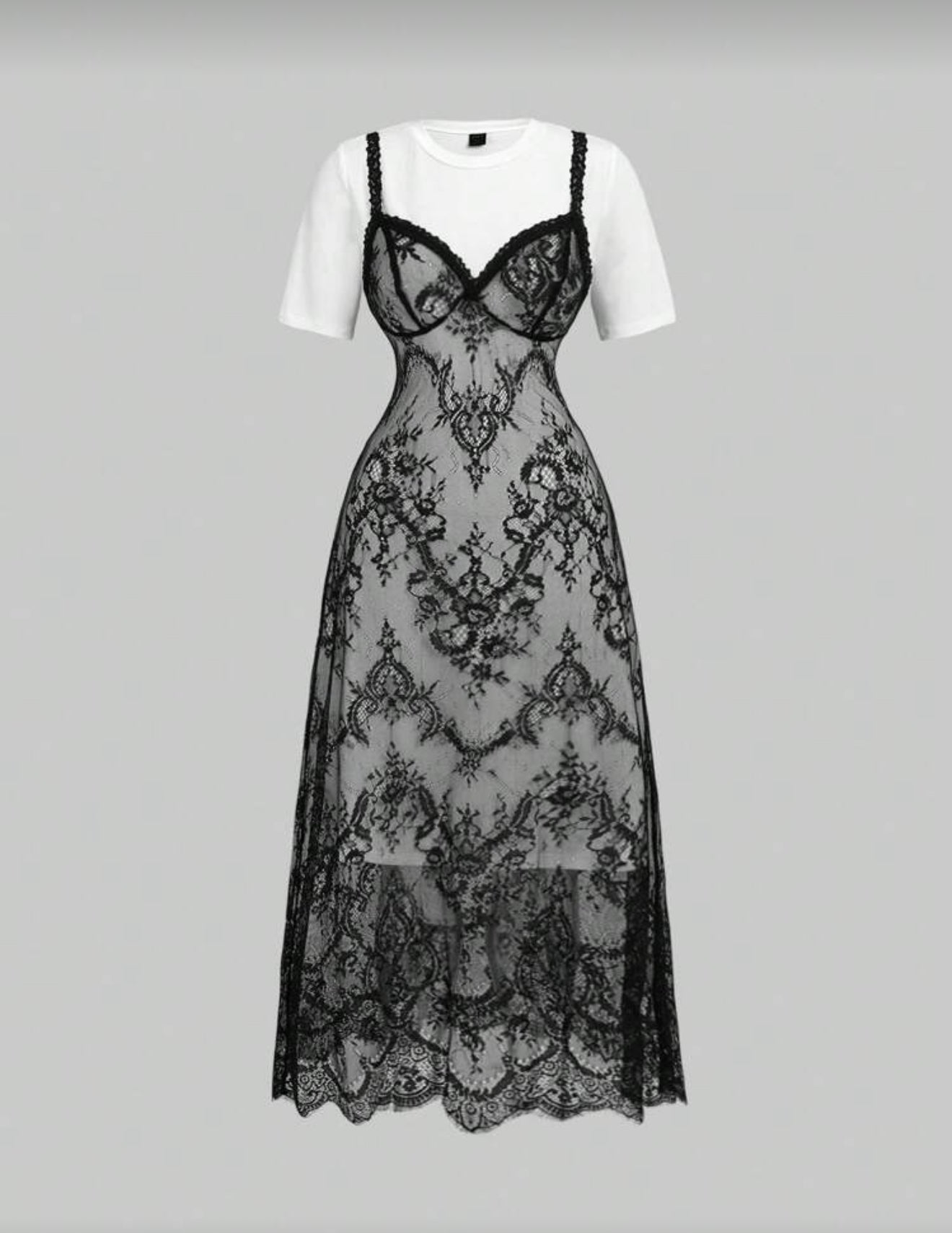 MOD 2 pieces robe a col rond ample