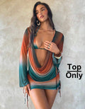 Robe de plage à manche longues en mousseline de soie