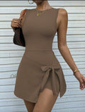 Robe de yoga sans couture avec short intégré marron